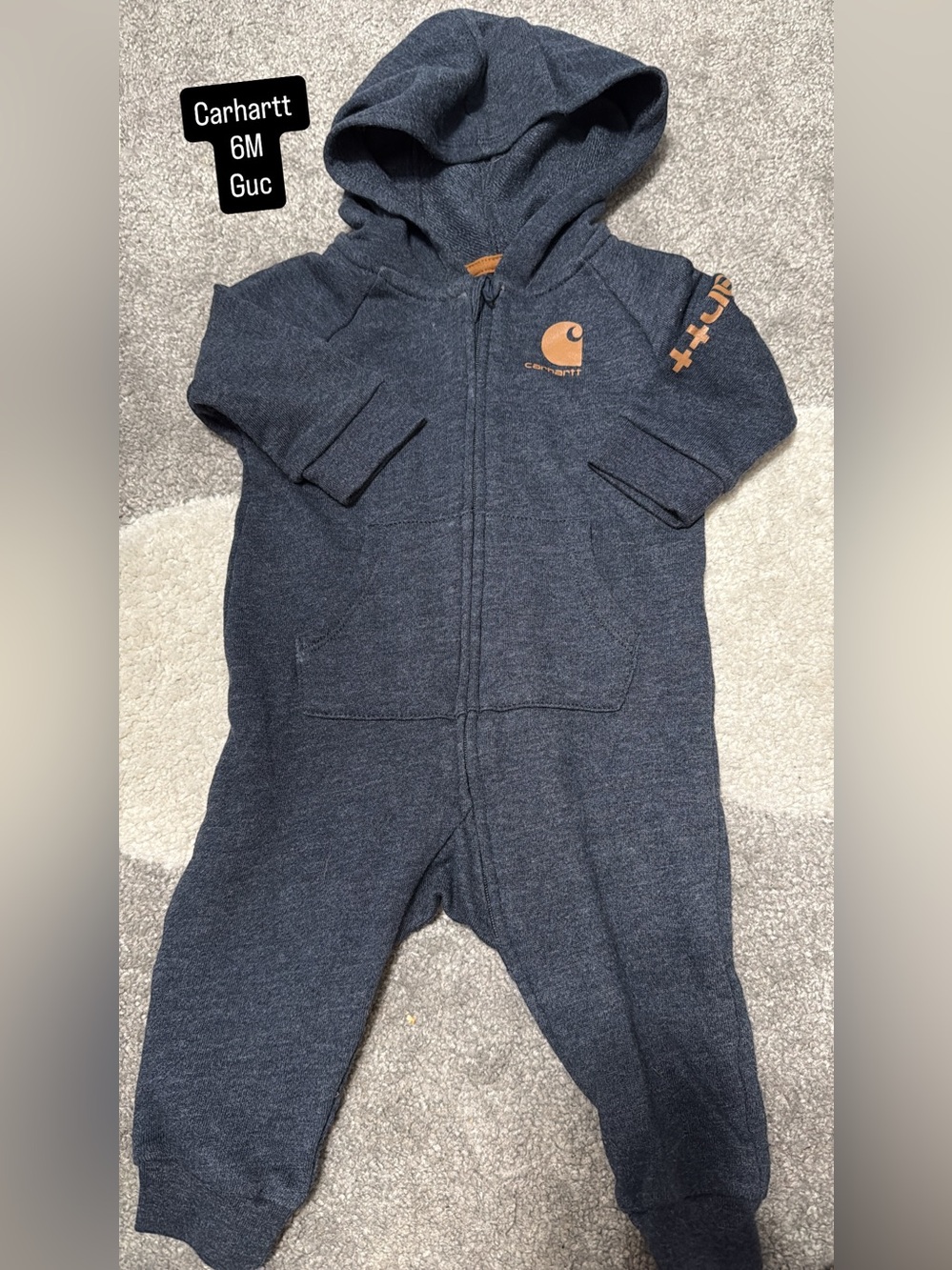 Carhartt Navy Hooded Zip-Front Baby One-Piece